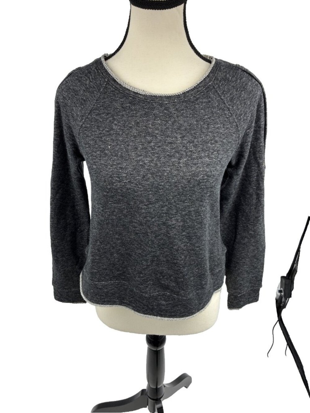 Rock & Republic Womens Pullover Sweatshirt Snap Shoulder Gray XS